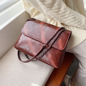 

Vintage Square Crossbody bag 2020 Fashion New High quality PU Leather Women's Designer Handbag Chain Shoulder Messenger Bag