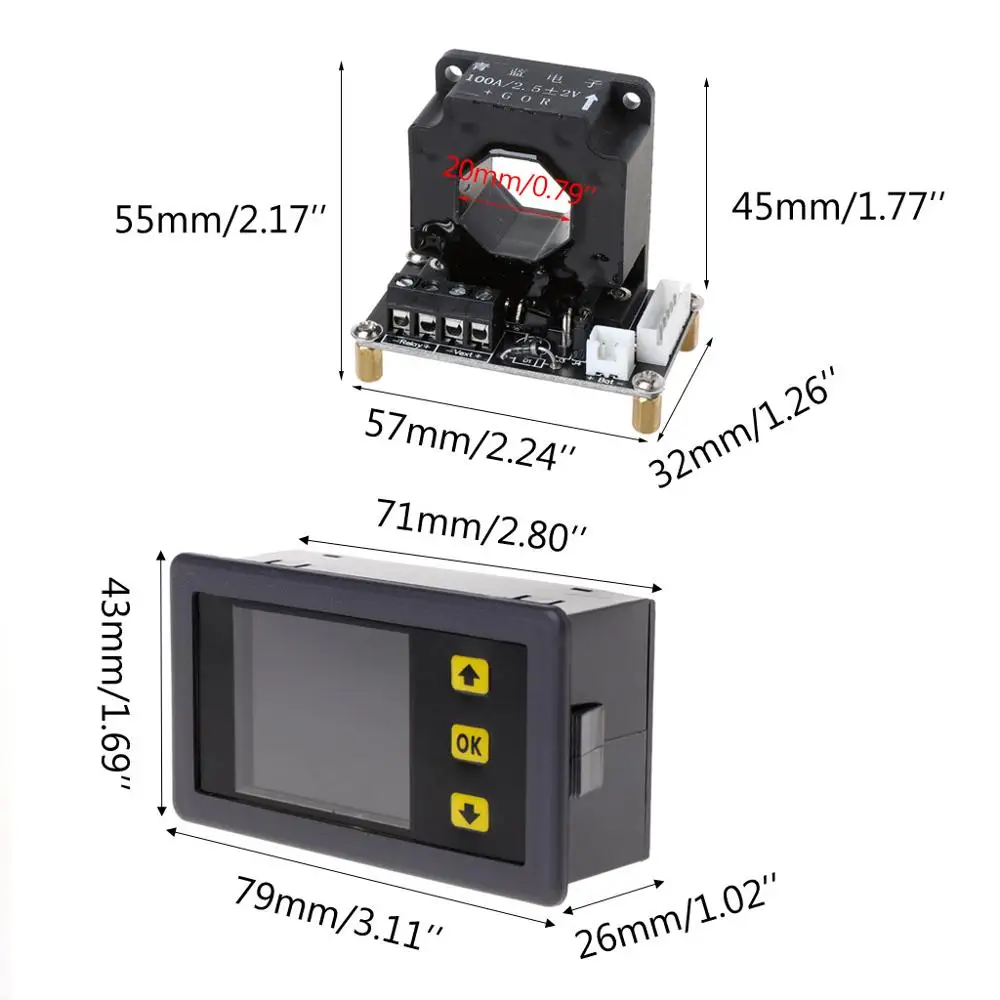 Цифровой мультиметр DC 0-90V 0-100A Вольтметр Амперметр монитор мощности w Датчик Холла