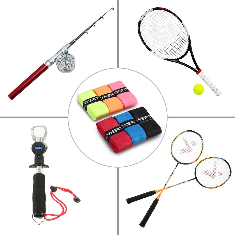 Pack of 3 Tennis Badminton Racket Grip Tape Anti Slip 6 Pcs Racquet Overgrip 