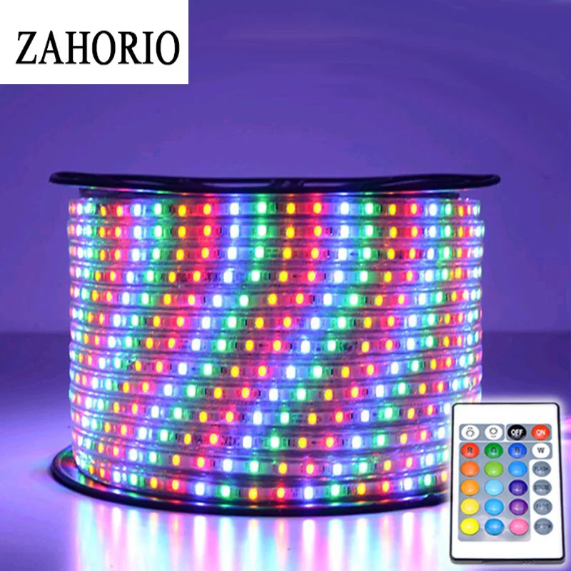 AC220V 5 м 8 10 Светодиодные полосы светильник водонепроницаемый SMD5050 водить 60leds/m RGB