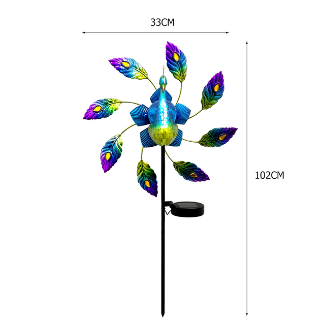 Solar Light with Rain Gauge Lawn Lamp Vintage Solar Powered Peacock Shape Greensward Lamp for Decoration