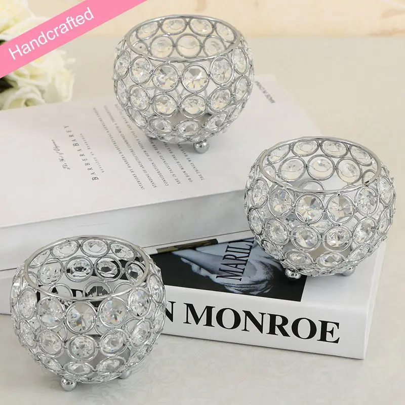 New-Crystal Tea Light Candle Holders/Candle Shade for Wedding Coffee Table Decorative Centerpiece Holiday Decoration 10cm Diamet