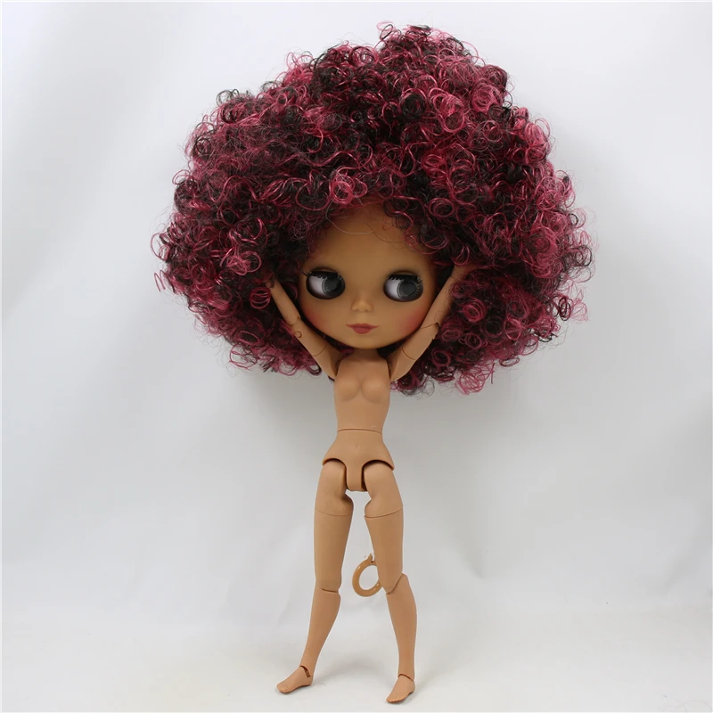 Neo Blythe Doll with Multi-Color Hair, Dark Skin, Matte Cute Face & Custom Jointed Body 1