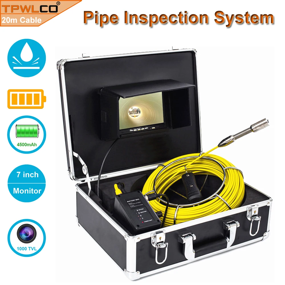 23mm Lens Industrial Endoscope 7 Inch Monitor 20m Cable Plumbing