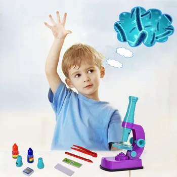 

600X Biology Microscope Kit Lab Preschool Kids Science Early Educational Toy Refined Biological Microscopes For Children Gifts
