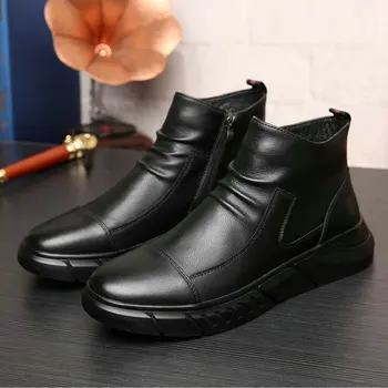 

Autumn and winter men's Genuine Leather Martin boots Men's Chelsea Boots High-top tooling boots C23-11