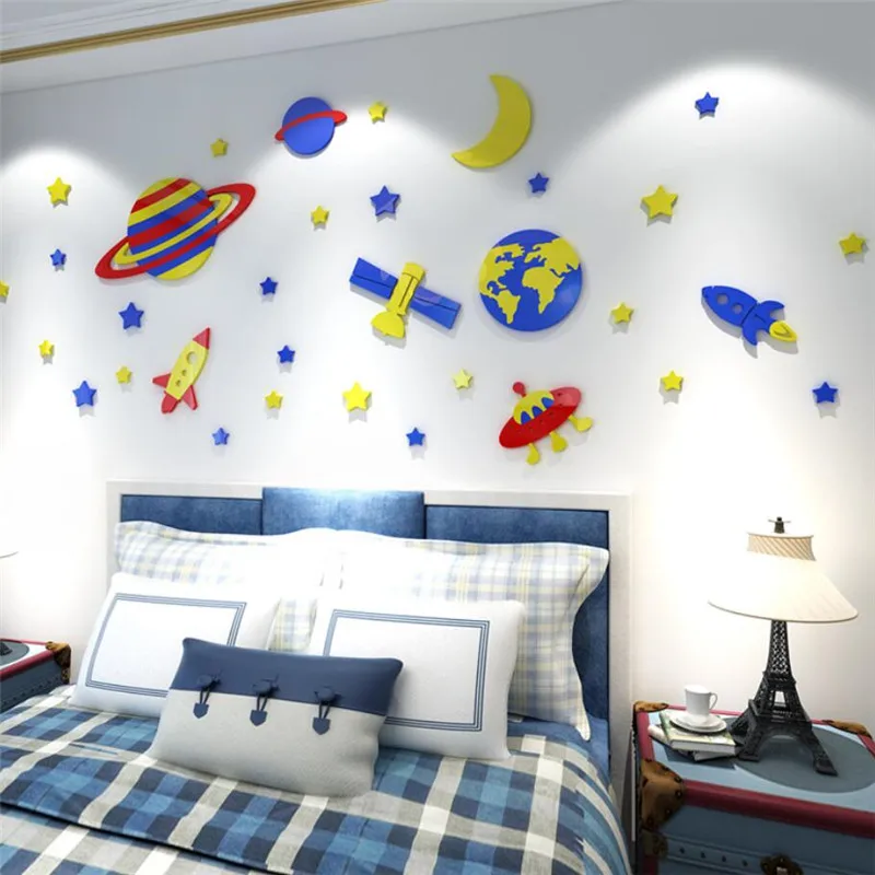 Cosmic Space Acrylic 3D Stereo Wall Stickers Can Be Removed Cartoon