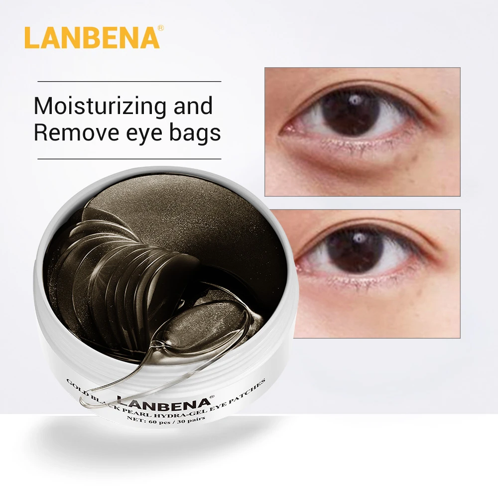 LANBENA Black Pearl Eye Patch Face Mask GoldCollagen Gel Skin Erase Bag Repairing Wrinkle Lighten Care 60pcs |