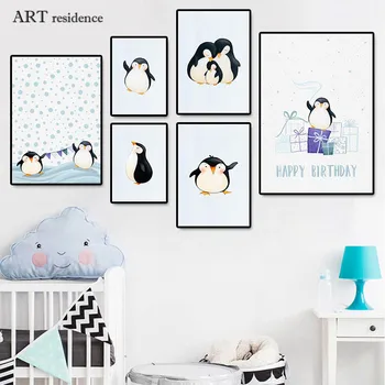 

ARTRESIDENCE Modern painting cartoon animal Penguin Poster Canvas printing mural children's room bedroom art home decoration