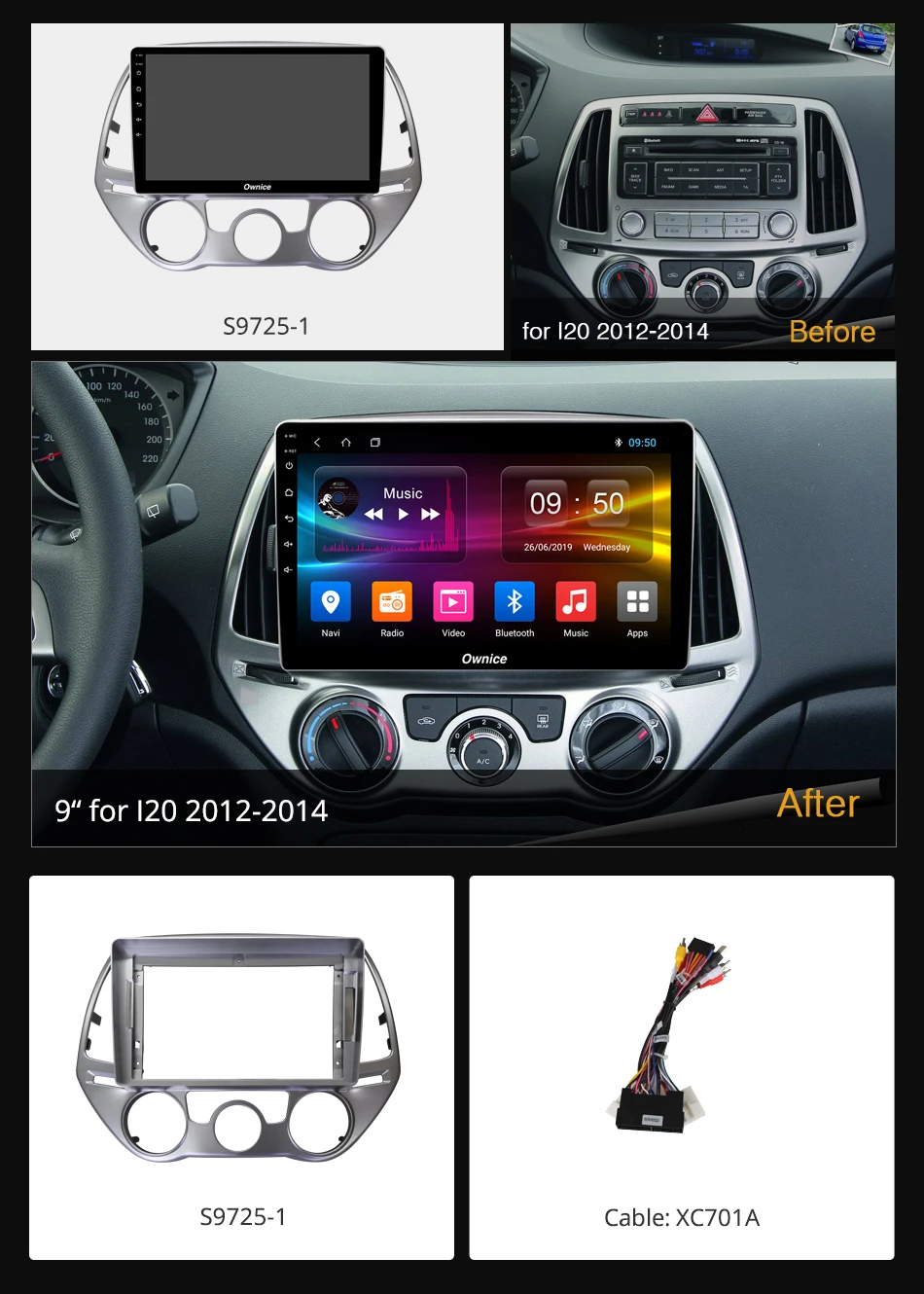 Clearance 360° Panoramic Android 9.0 8Core 4G+64G Car Multimedia Player CarPlay Auto DSP SPDIF GPS Radio for Hyundai i20 2012-2014 AT MT 7