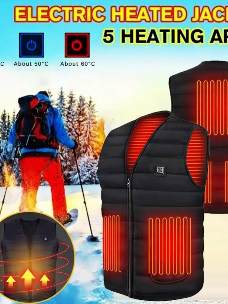 Winter New Men'S And Women'S Outdoor Hiking Skiing Electric Heating Vest Jacket Warm Clothes | Спорт и развлечения