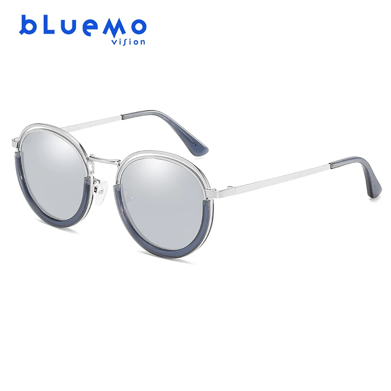 BLUEMOKY, сплав, поляризационные Круглые Солнцезащитные очки для женщин, для вождения, анти-УФ, UV400, поляризационные, металлическая оправа, фирменный дизайн, Ретро стиль, солнцезащитные очки