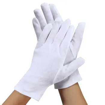 

uxcell 1 Pair Microfiber Dust Proof Full Finger Working Protective Gloves White for Staff Wearing