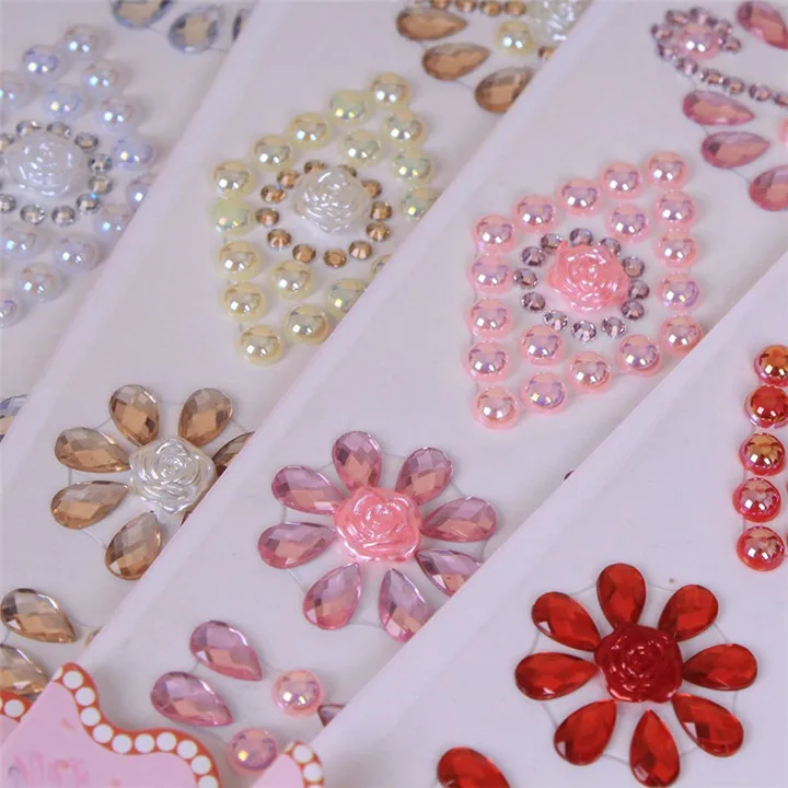 5  Creative Acrylic Drill Stickers Car Mobile Phone Sticker Gypsophila Diamond  DIY Hand-Paste Rhinestones Flower Stickers