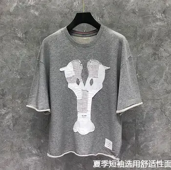 

2020 Fashion TB THOM Brand T-Shirt Men Patch Hole Loose Men's Clothing Hip Hop Bat Half Sleeve Summer O-neck Cotton Shirts