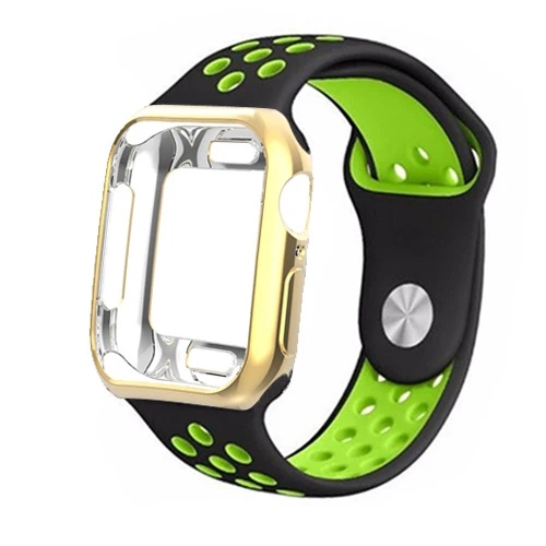 black green 1 Чехол для Apple Watch band 4 ремешка 42 мм/38 мм iwatch 3 диапазона 44 мм/40 мм correa силиконовый спортивный браслет наручные часы серии 2/1 - Цвет ремешка: black green 1