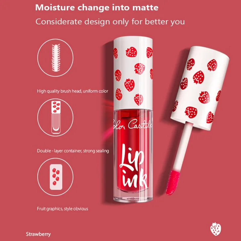 

3 Typies Fruit Smell Moisturizing Waterproof Non Stick Cup Liquid Lipstick Lip Glaze Guice Dyeing Lip Liquid