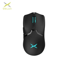 Delux m800bu ultra-luz pmw3389 16000dpi wired gaming mouse 58g rgb 6 botões ergonômicos totalmente programáveis para o jogador de computador