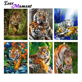 

Ever Moment Diamond Painting DIY Tiger Animal Picture Full Square Resin Drills Embroidery Mosaic Artwork Home Decoration 4Y512