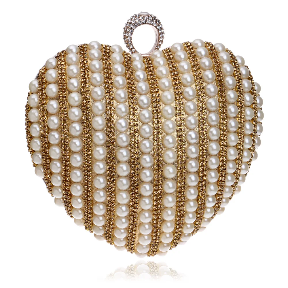 

Europe And America Fashion Pearl Heart Shape Evening Bag jing zhi xin niang Banquet Formal Dress Clutch Women's Shoulder Bag