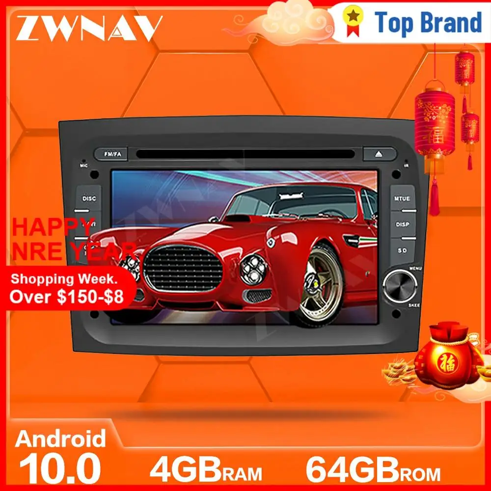 IPS Android 10 0 4 + 64 автомобильный dvd плеер с экраном GPS Navi для FIAT DOBLO 2016 2017 2018