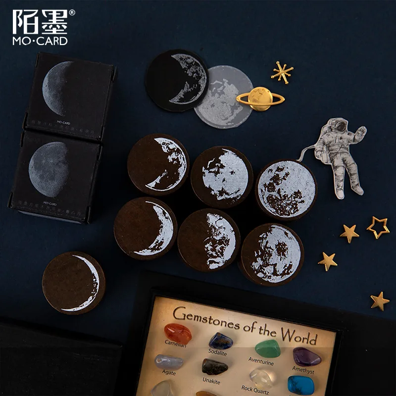 Wooden Rubber Stamps Wooden Seal Set Moon Series Decoration Diy Stationery Stamp