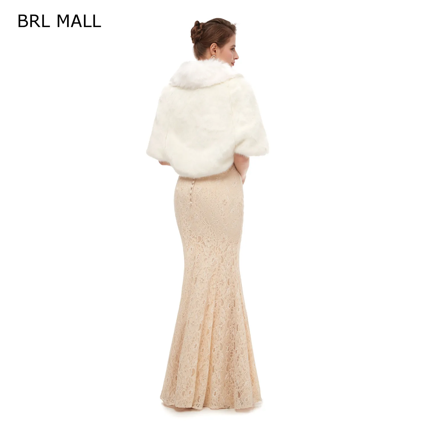 BRL MALL 155*45 см размера плюс кремовая белая женская меховая Наплечная накидка Свадебные Шали накидка из искусственного меха свадебное пальто Шраг Boleros PJ19198