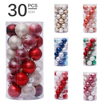 

30 Pcs 6CM Red Champagne Christmas Balls Ornament Glitter Transparent Balls Christmas Tree Pendant New Year Christmas Home Decor