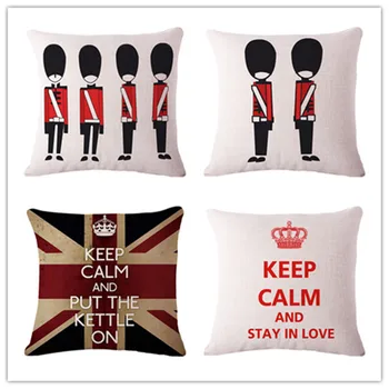 

Decorative throw pillows case British soldiers crown cotton linen seat cushion cover for sofa home couch pillowcase in stock
