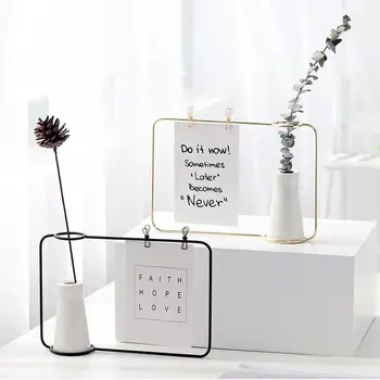 

Fashion Transparent Photo Holder Frame Stand Flower Bottle Set Family Living Room Decoration Maison Home Decor Accessories Vase