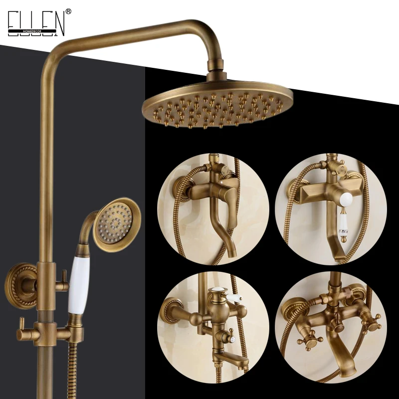 Banyo duşu seti antik bronz duvara monte banyo duş musluk ile duş Banyo duşu seti antik bronz duvara monte banyo duş musluk ile duş