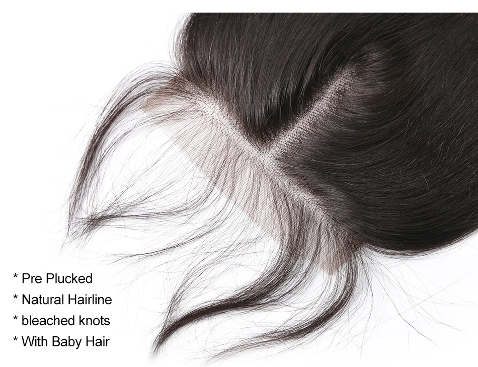 Luvin OneCutHair Прямые 7x7 Кружева Закрытие бразильские человеческие девственные волосы Закрытие с волосами младенца средний/бесплатная часть