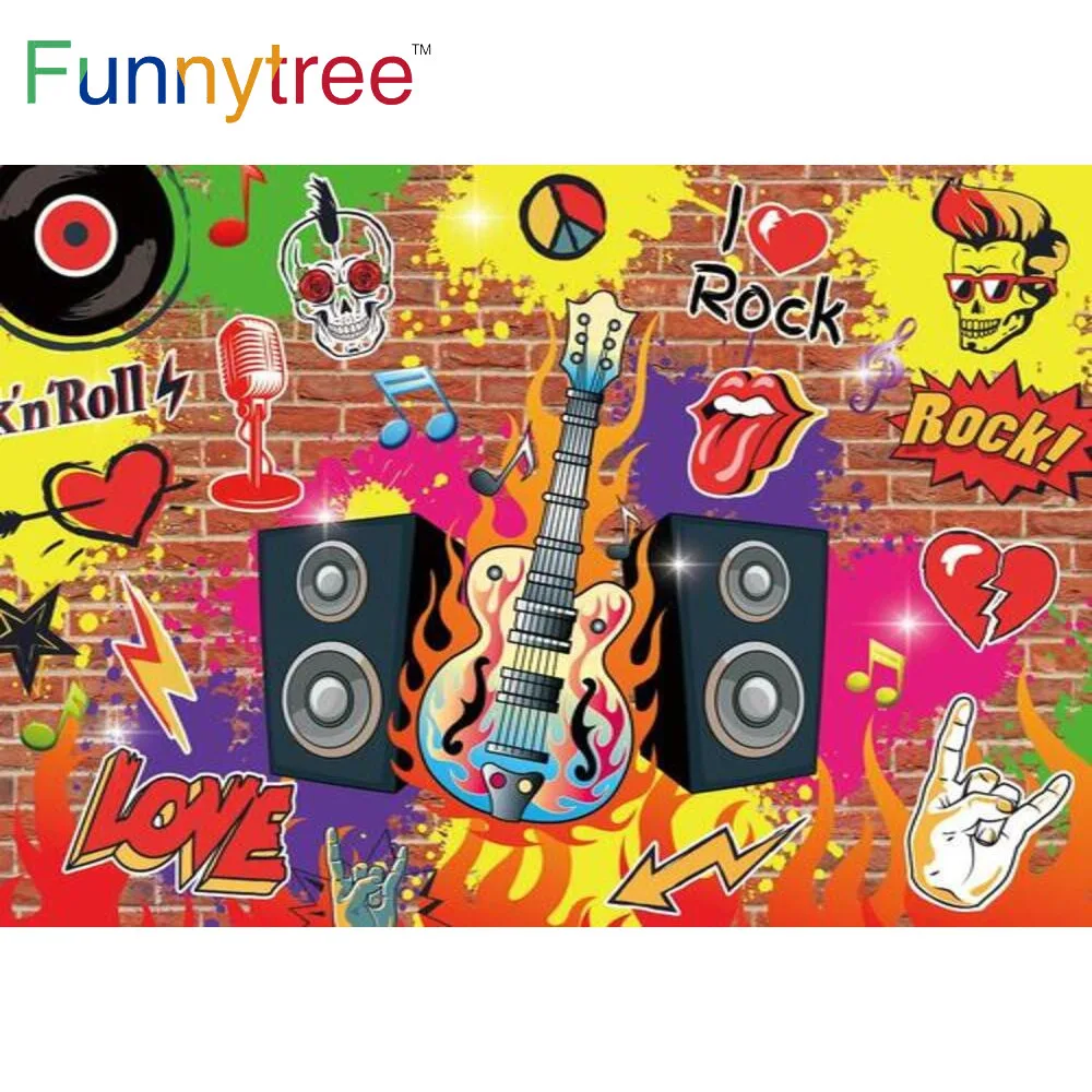 Фон Funnytree для фотосъемки с изображением музыки дискотеки фотообои в стиле