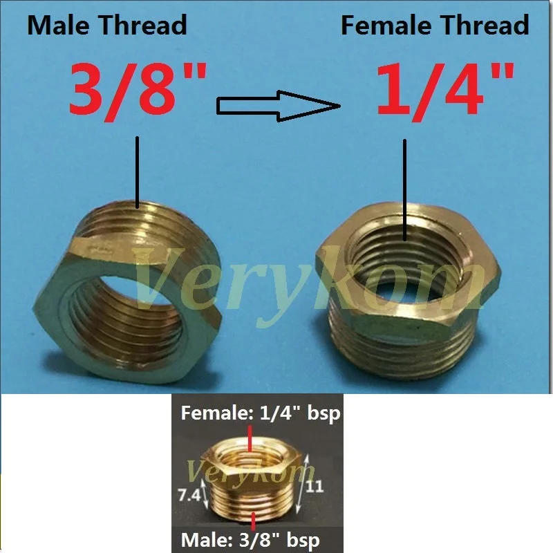 10x Verykom Pneumatic Brass Reducer Fitting 3/4" 1/2" Male To 1/8" 3/8" 1/4“ Female Reducing Adapter Air Water Gas DN10/15/20/25 - Цвет: DN10-DN8