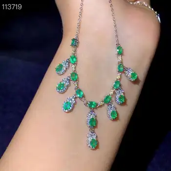 

Natural Emerald Necklace fashionable gem quality 925 silver 3x4mm