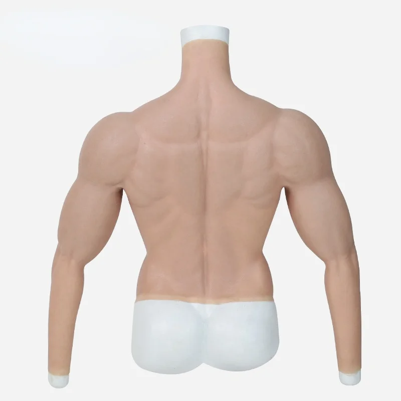 Realistic Silicone Fake Muscle Men's Suit with Arms and Fake Belly Suit Masquerade Performance Costume