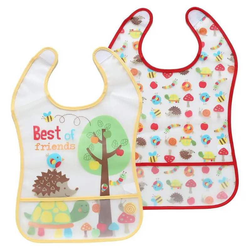 

2Pcs/Set Baby Newborn Waterproof Bib Infant Sleeveless Feeding Apron Cartoon Saliva Towel Burp Cloths
