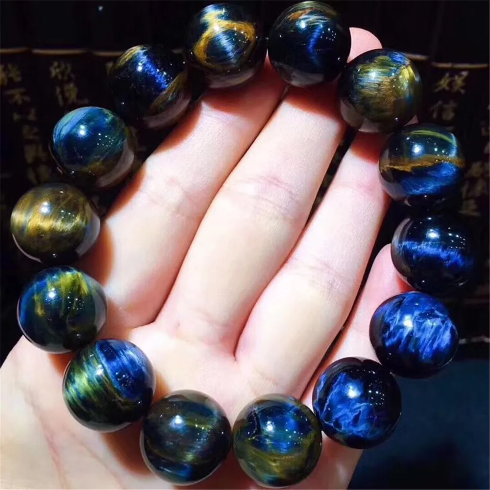 

16mm Top Natural Blue Pietersite Bracelet For Woman Man Firework Energy Power Stone Namibia Round Beads Stretch Jewelry AAAAA