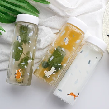 

Creative Simple Glass Portable Water Bottle Running Fashion Water Bottle Colorful Artistic Large Capacity Water Bottle FF70P