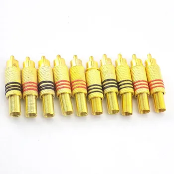 

2/4/10pcs Gold RCA Male Connector red black for Locking Cable Plug Adapter Audio Video IP Camera CCTV Security System J17
