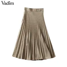 Женское элегантное платье vadim клетчатая миди плиссированная юбка сбоку на молнии, с завышенной талией женские ретро юбки до середины икры mujer BA794