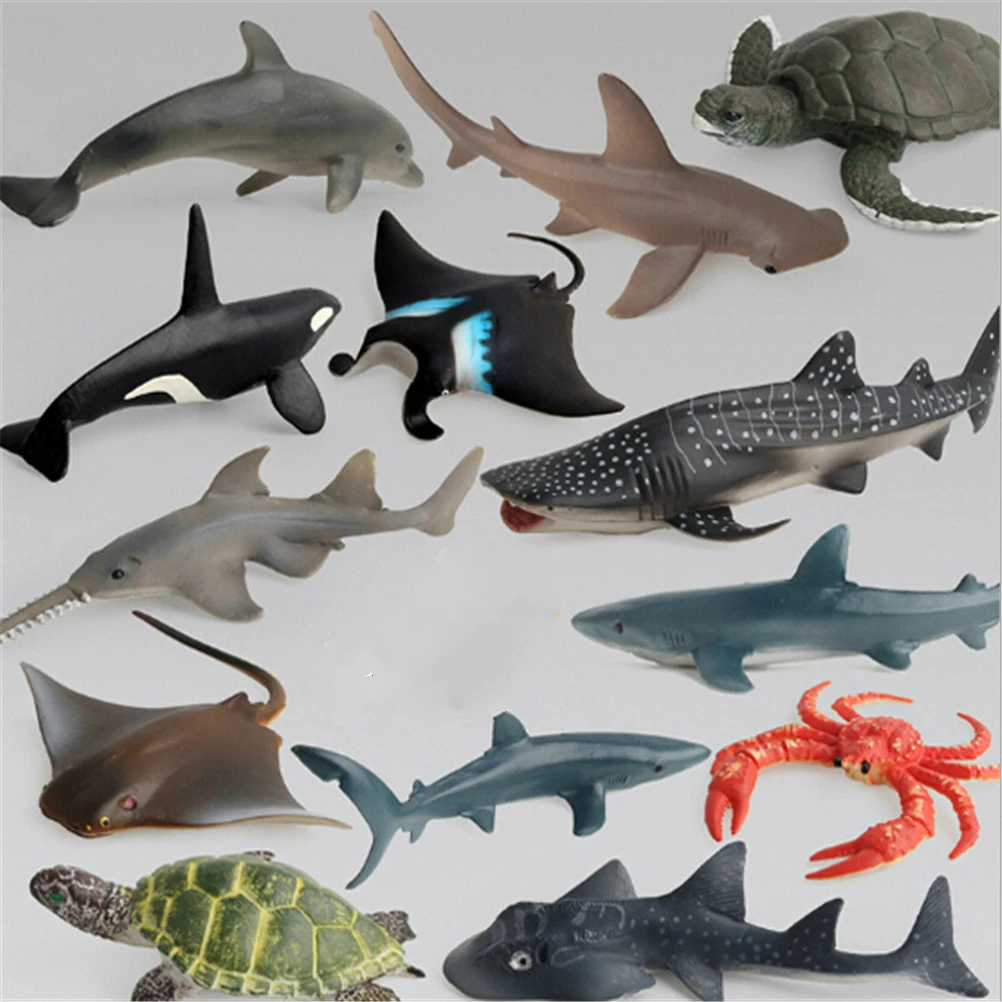 

Ocean Sea Life Simulation Shark Whale Turtle Crab Dolphin Animal Model Sets Action Toy Figures Kids Educational Collection Gift