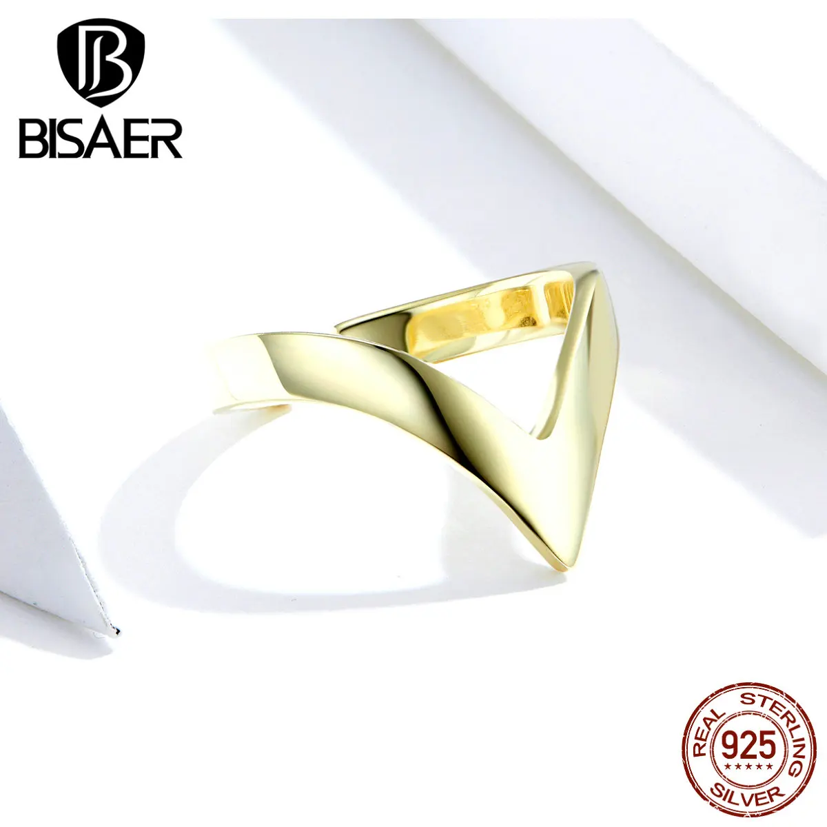 Простые Кольца BISAER, подлинные 925 пробы, серебряные, рок, хип-хоп, женские кольца на палец, ювелирные изделия из стерлингового серебра ECR470