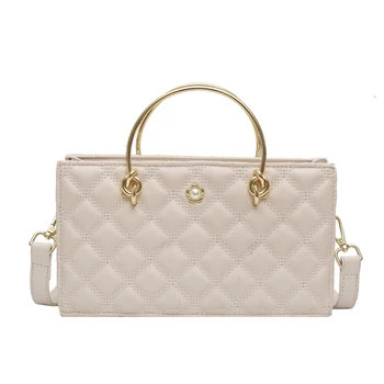 

PU Leather Top-Handle Handbag 2020 New Designer Bags for Women Geometric Plaid Diamond Lattice Ladies Shoulder Bag
