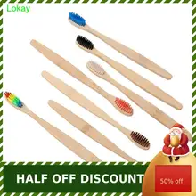 Семейная Повседневная дорожная биоразлагаемая натуральная древесная Экологически чистая Органическая красочная бамбуковая зубная щетка 4 упаковки