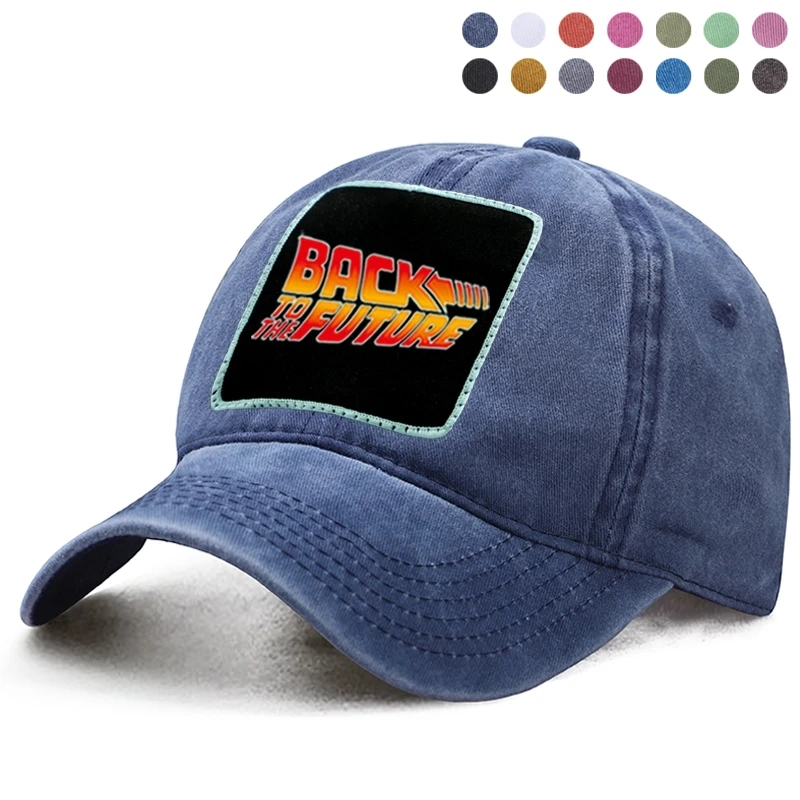 Бейсболка Кости с надписью Back To The Future джинсовая потертая бейсболка