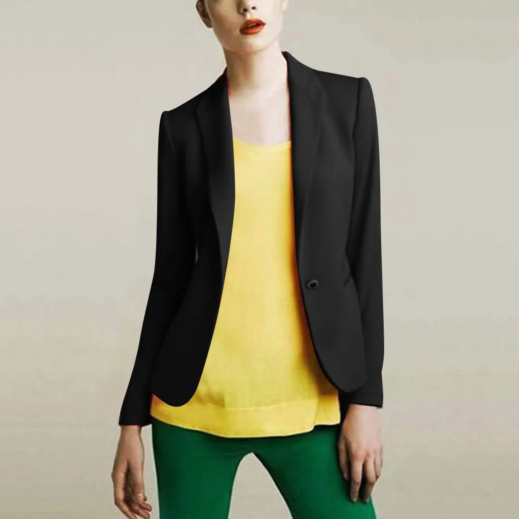 

Blazer Women Solid Long Sleeve Suit Office Cardigan Blazer Work Cardigan Button Slim Open Front Short Coat Jacket blazer mujer