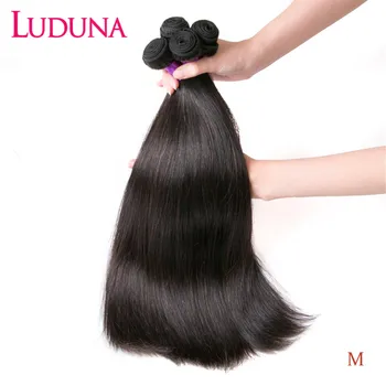 

Luduna Straight Hair Bundles Brazilian Hair Weave Bundles 150% Human Hair Bundles Non-Remy Hair 1/3/4 Pieces Natural Color