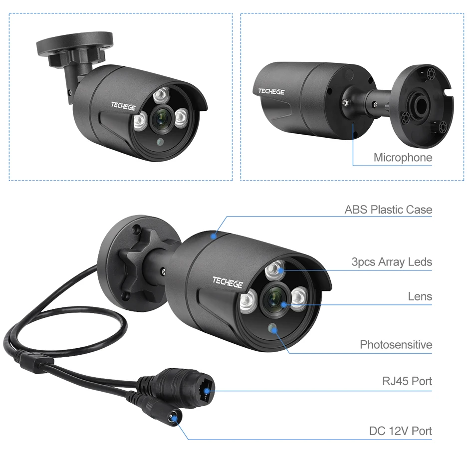 IP камера Techege H.265 1080P Onvif HD 2 МП 12 В или 48 в пост. Тока|Камеры видеонаблюдения| |