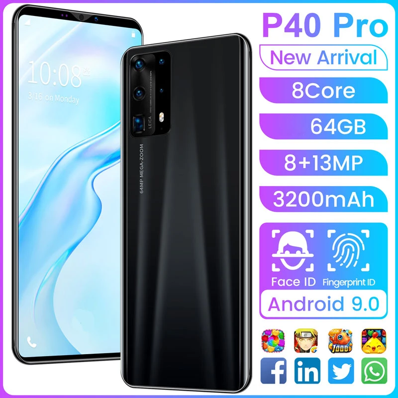 US $106.40 P40 Pro NEW Mobile Phone 5 Inch 4G Smartphone Global Version Full LargeScreen Android Undefined Mobile Phones Unlock Network